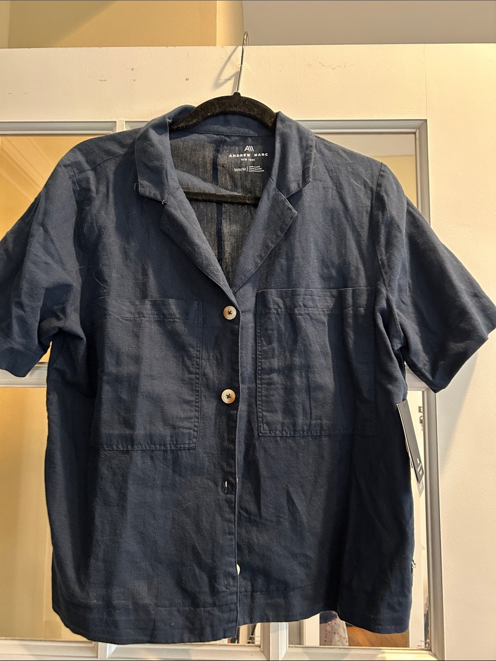 Andrew Marc Navy Short-Sleeve Shirt Jacket
